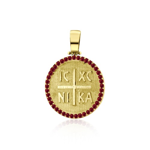  Byzantine K14 gold with red zircon me2240 BABIES Κοσμηματα - chrilia.gr