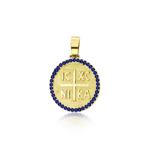  Byzantine K14 gold with blue zircon me2242 BABIES Κοσμηματα - chrilia.gr