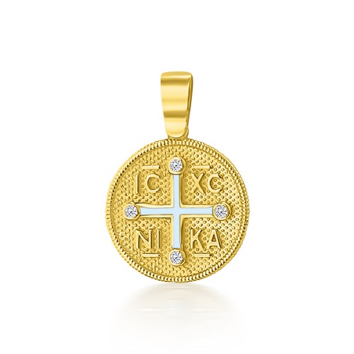  Byzantine K9 gold with zircon and enamel me2247 BABIES Κοσμηματα - chrilia.gr