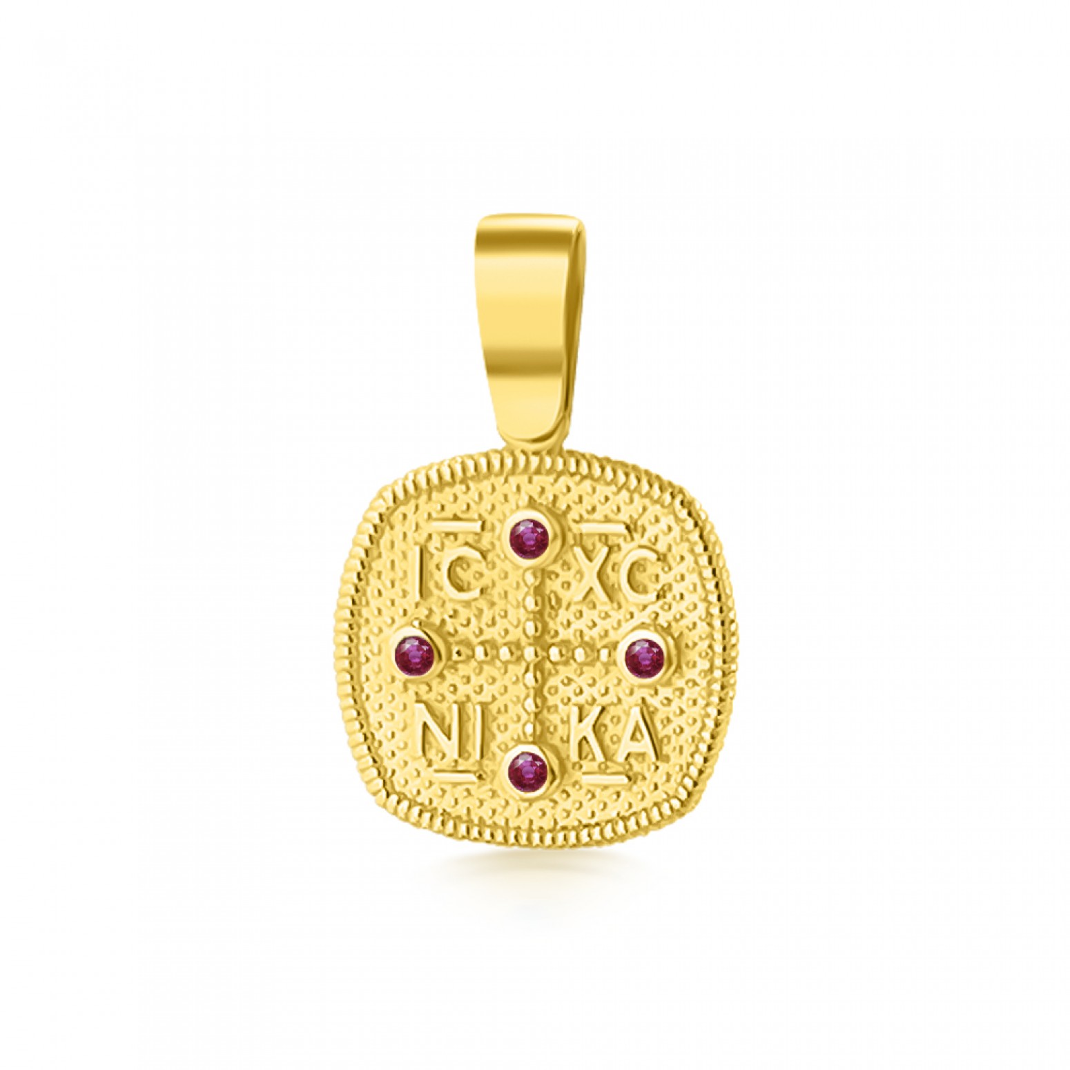  Byzantine K9 gold with red zircon me2257 BABIES Κοσμηματα - chrilia.gr