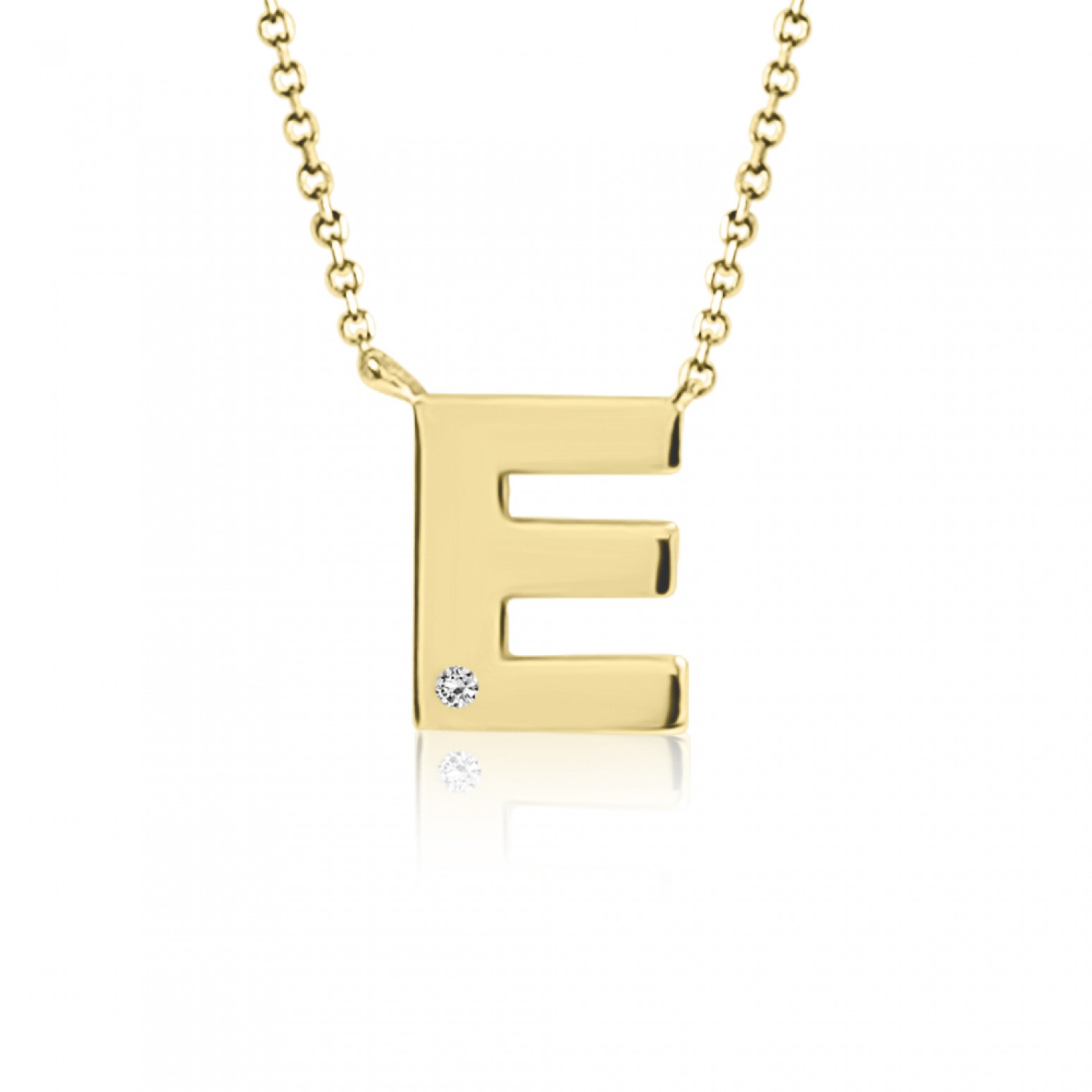 Monogram necklace E, Κ9 gold with diamonds 0.005ct, VS2, H ko3971 NECKLACES Κοσμηματα - chrilia.gr