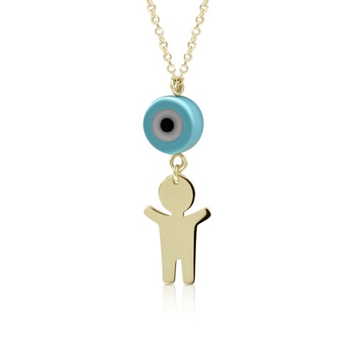 Necklace for baby and mum, K14 gold with boy and eye, pk0066 NECKLACES Κοσμηματα - chrilia.gr