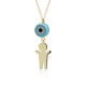 Necklace for baby and mum, K14 gold with boy and eye, pk0066