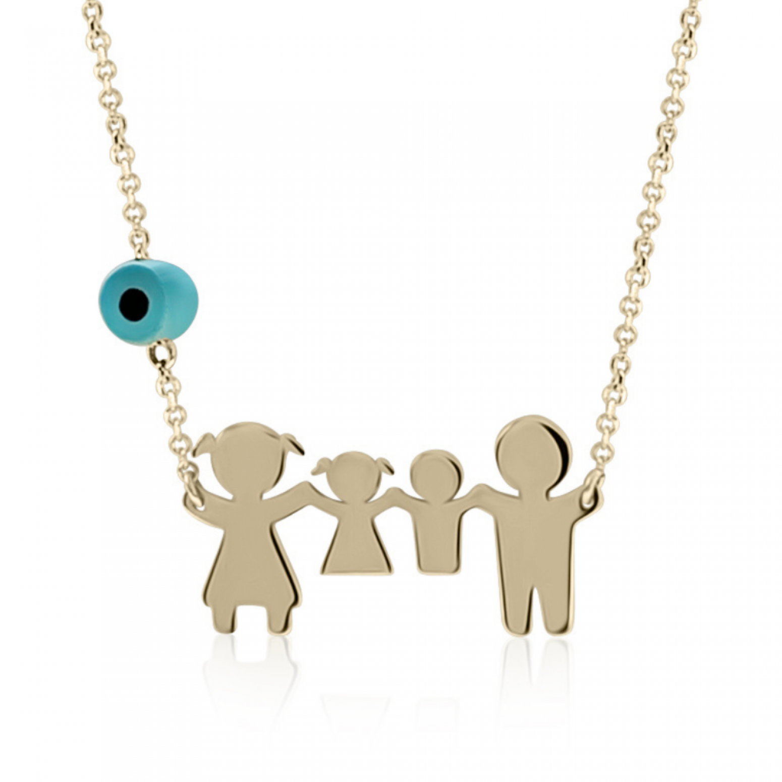 Νecklace for mum K14 gold with family and eye pk0179 NECKLACES Κοσμηματα - chrilia.gr