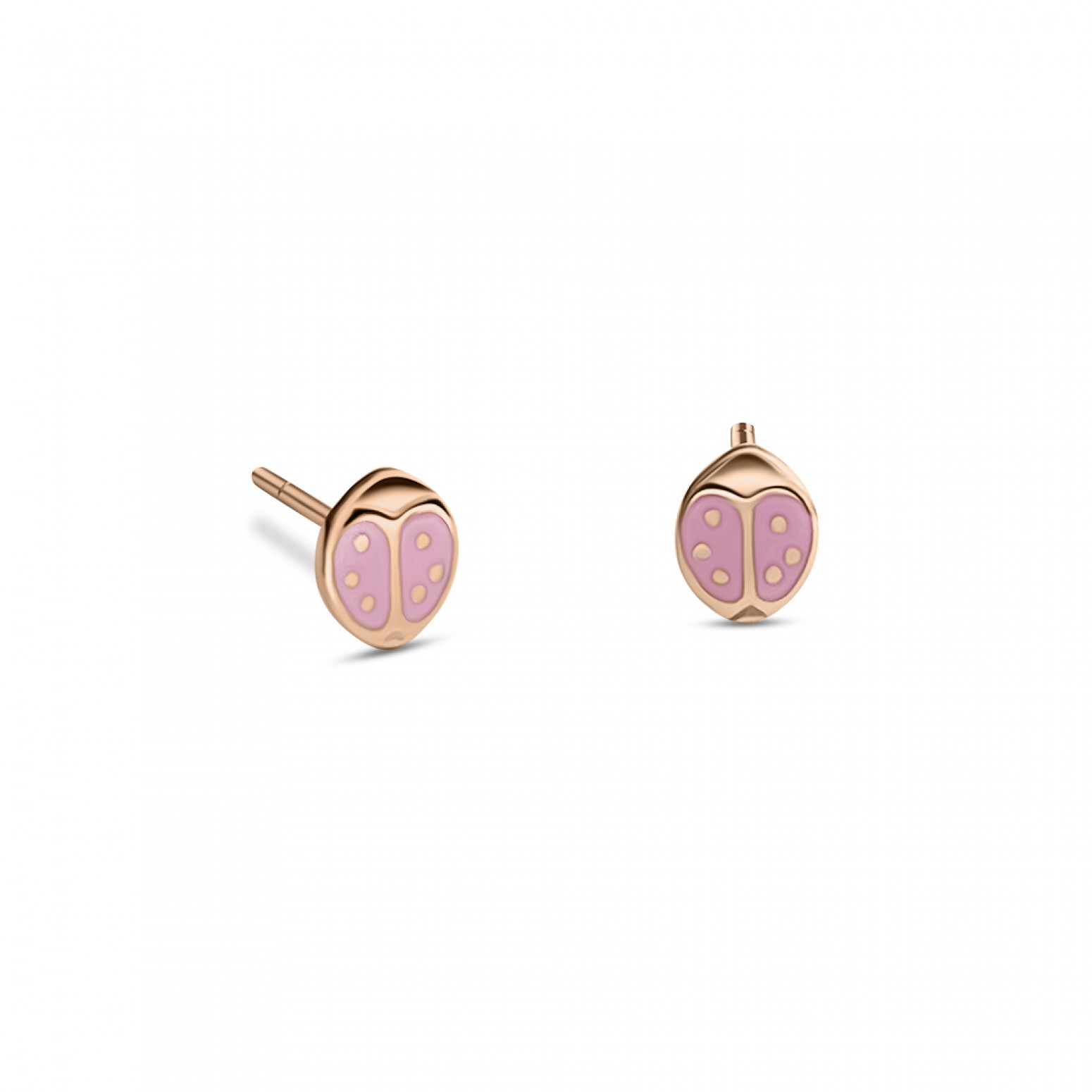 Ladybug baby earrings K9 pink gold with enamel, ps0083 EARRINGS Κοσμηματα - chrilia.gr
