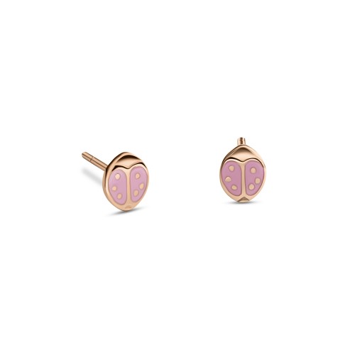 Ladybug baby earrings K9 pink gold with enamel, ps0083 EARRINGS Κοσμηματα - chrilia.gr