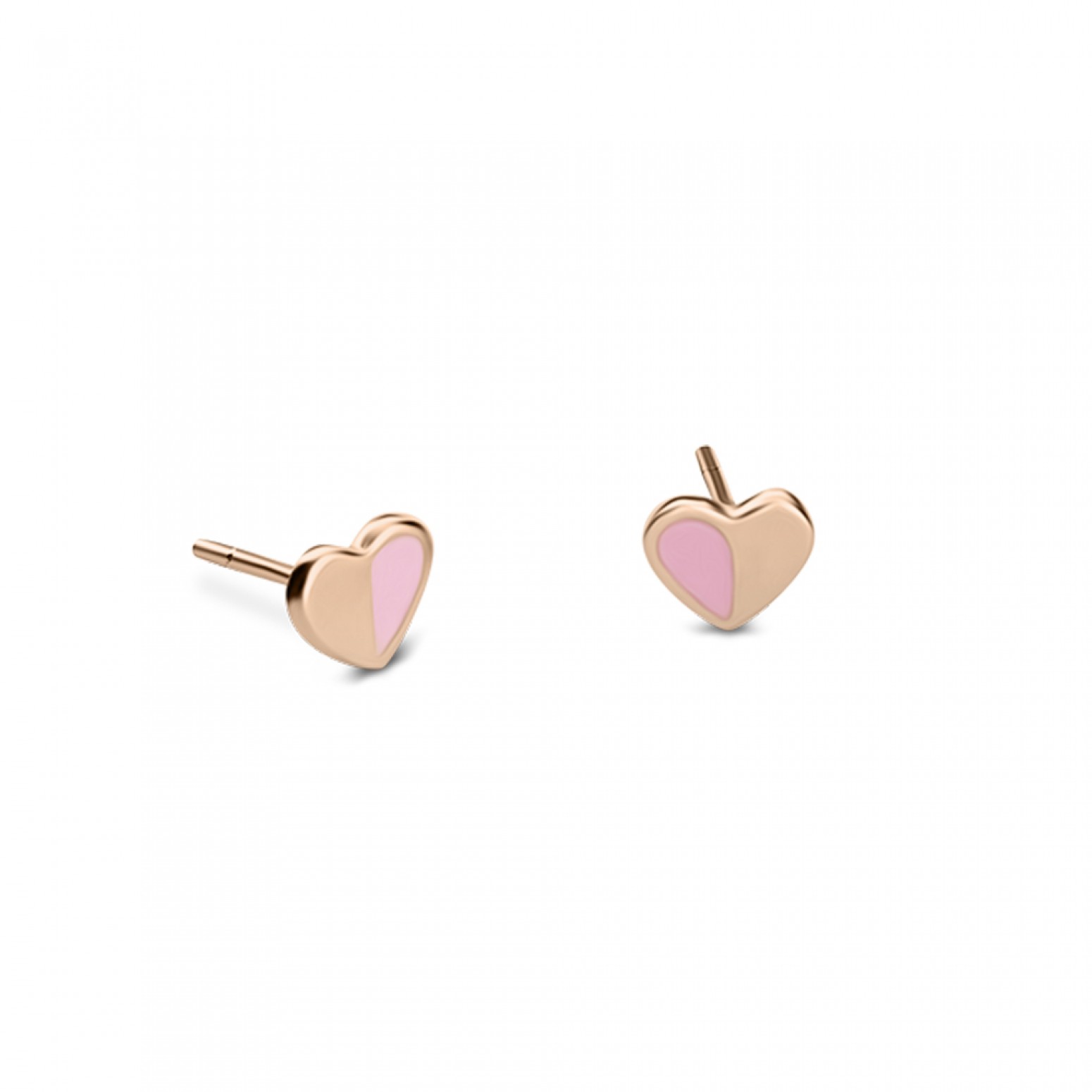 Heart baby earrings K9 pink gold with enamel, ps0119 EARRINGS Κοσμηματα - chrilia.gr