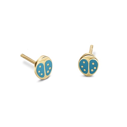Ladybug baby earrings K9 gold with enamel, ps0142 EARRINGS Κοσμηματα - chrilia.gr