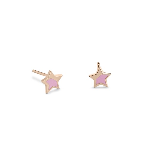 Star baby earrings K9 pink gold with enamel, ps0143 EARRINGS Κοσμηματα - chrilia.gr