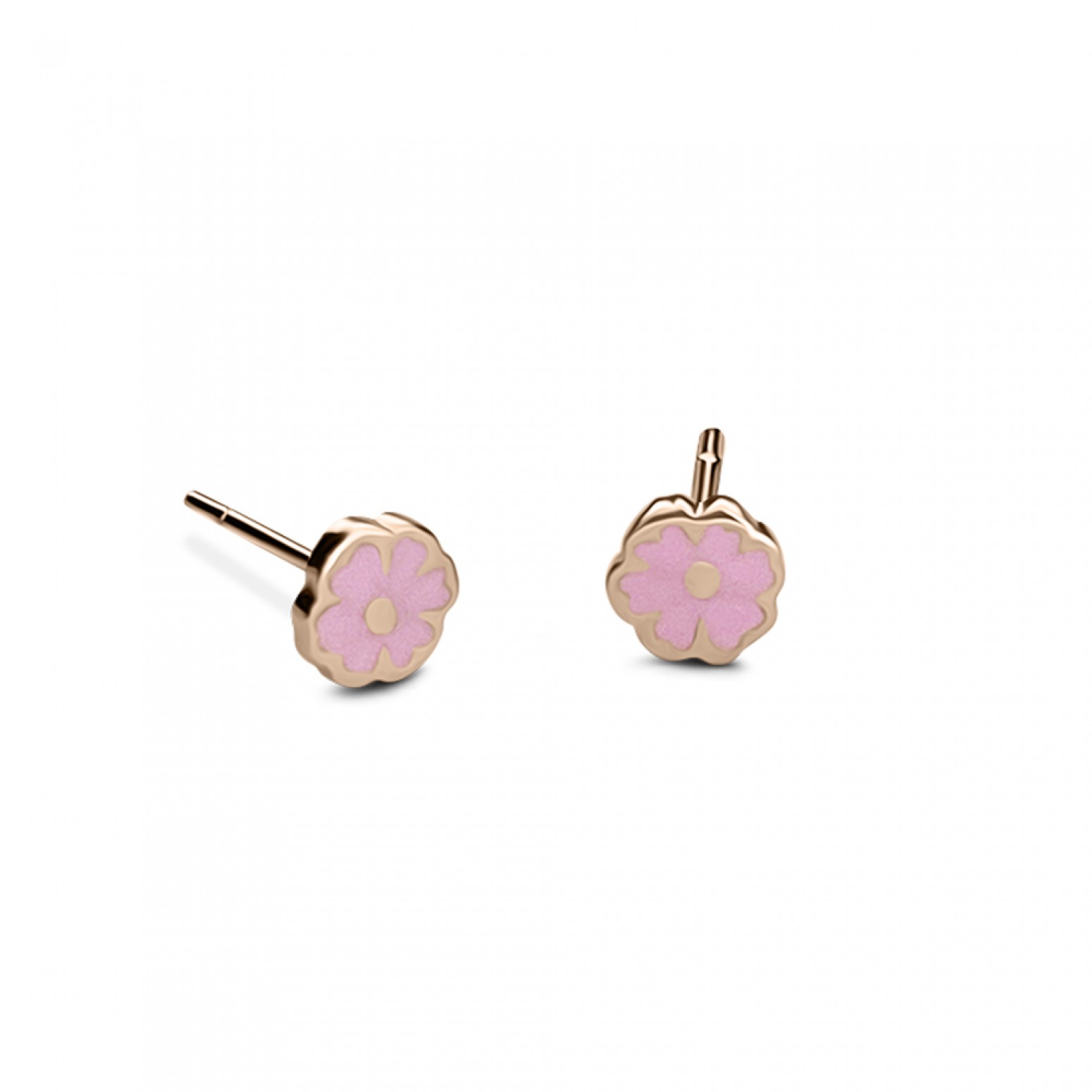 Flower baby earrings K9 pink gold with enamel, ps0144 EARRINGS Κοσμηματα - chrilia.gr