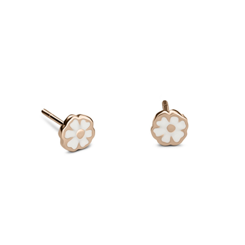 Flower baby earrings K9 pink gold with enamel, ps0146 EARRINGS Κοσμηματα - chrilia.gr