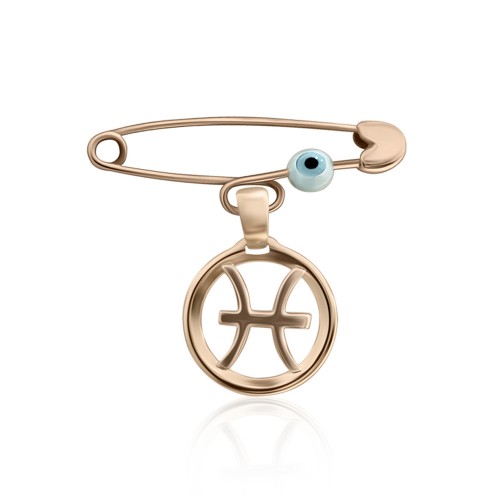 Babies pin K14 pink gold, with Pisces zodiac sign and eye, pf0159 BABIES Κοσμηματα - chrilia.gr