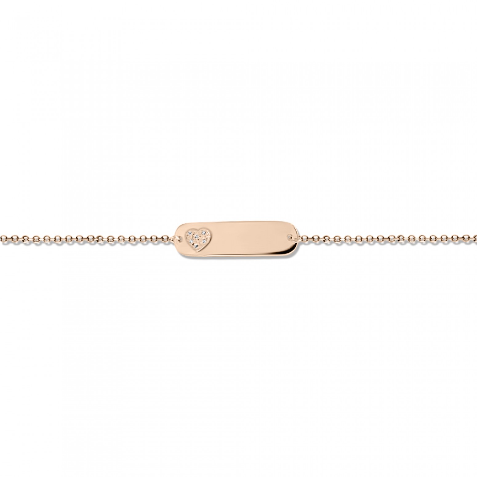 Babies identity bracelet K14 pink gold with heart and diamonds 0.02ct, VS2, H pb0356 BRACELETS Κοσμηματα - chrilia.gr