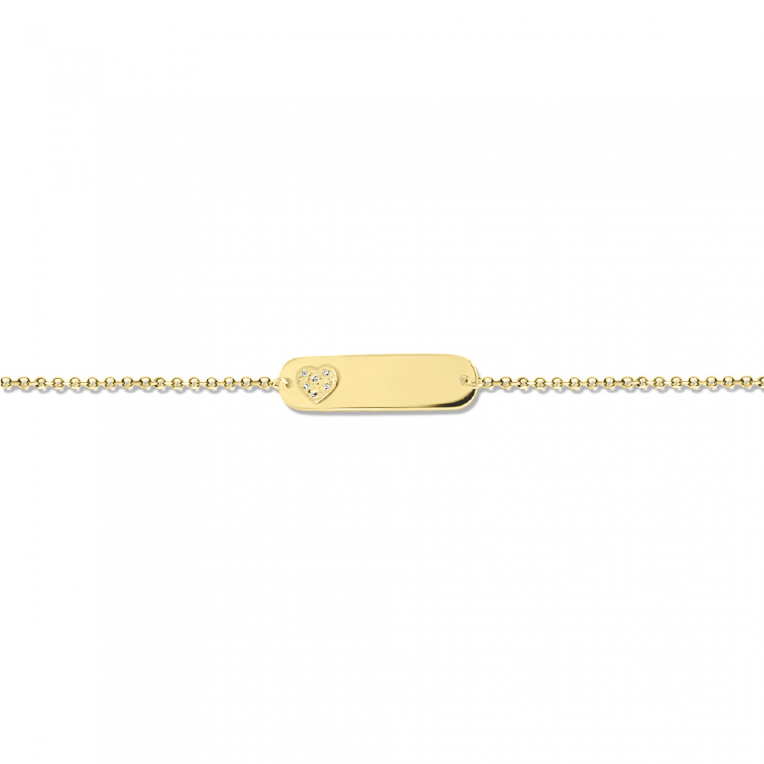 Babies identity bracelet K14 gold with heart and diamonds 0.02ct, VS2, H pb0360 BRACELETS Κοσμηματα - chrilia.gr