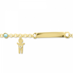 Babies identity bracelet K14 gold with boy, diamonds 0.12ct, VS2, H  and turquoise pb0220 BRACELETS Κοσμηματα - chrilia.gr