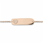 Babies identity bracelet K14 pink gold with heart and diamonds 0.02ct, VS2, H pb0356 BRACELETS Κοσμηματα - chrilia.gr