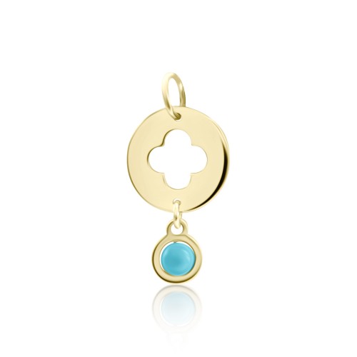 Babies pendant K14 gold with cross and turquoise, pm0167 BABIES Κοσμηματα - chrilia.gr