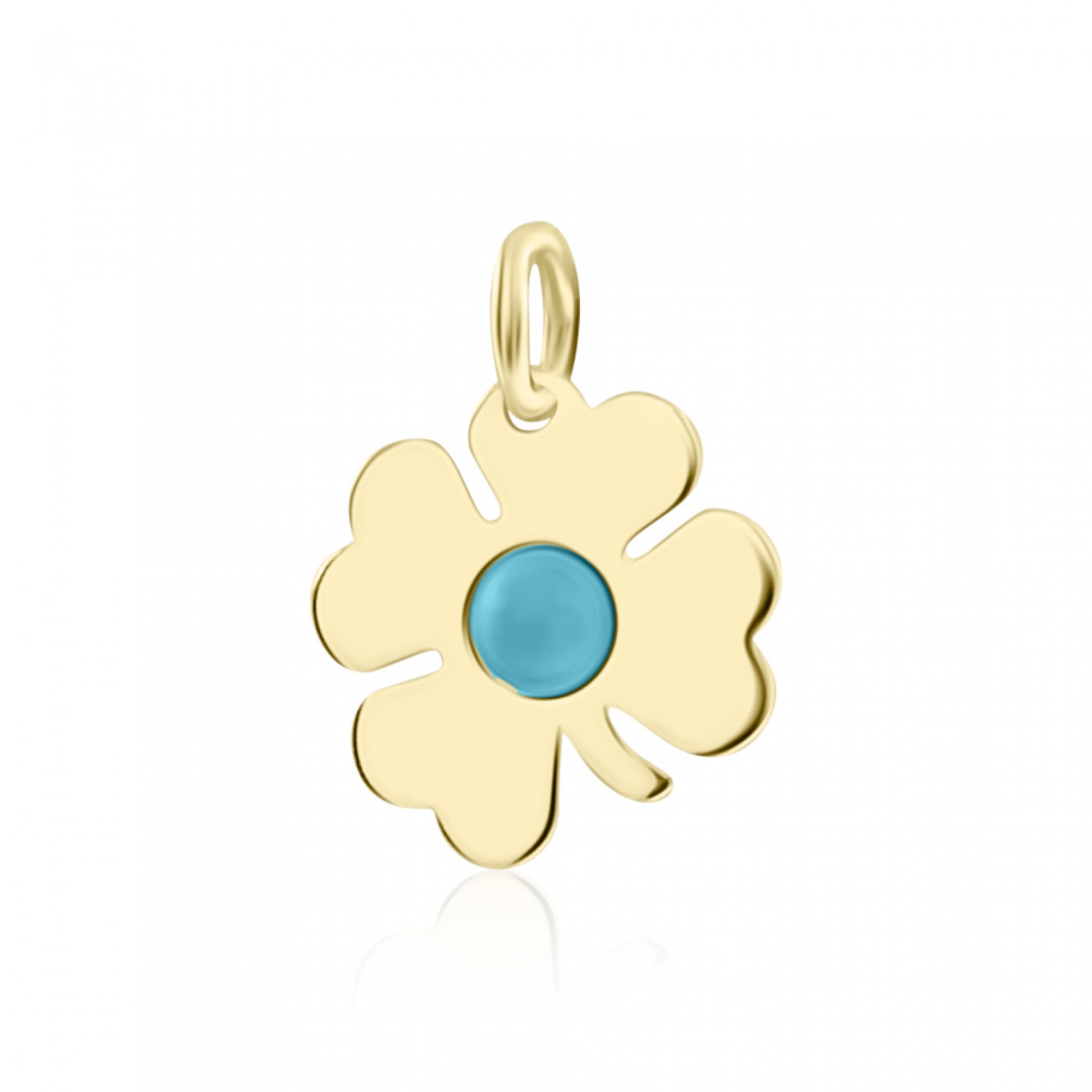 Babies pendant K14 gold with four-leaf clover and turquoise, pm0184 BABIES Κοσμηματα - chrilia.gr