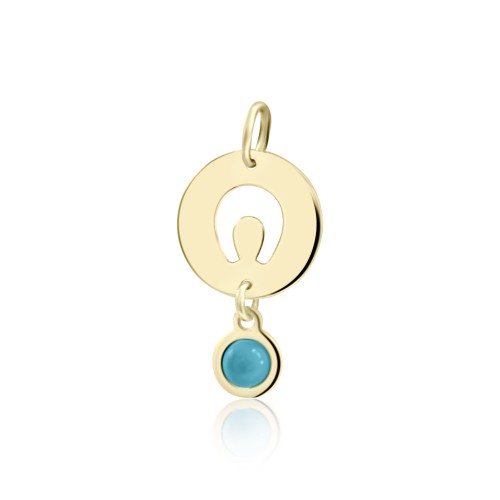 Babies pendant K14 gold with petal and turquoise, pm0186 BABIES Κοσμηματα - chrilia.gr