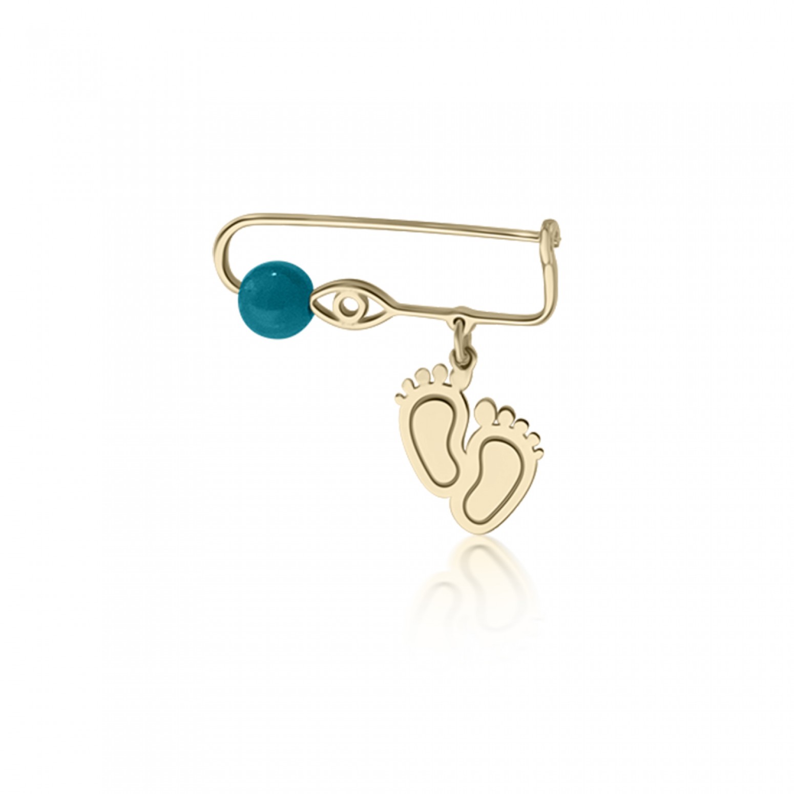 Babies pin K14 gold with paws, eye and turquoise pf0072 BABIES Κοσμηματα - chrilia.gr