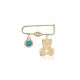 Babies pin K14 gold with bear, eye and turquoise pf0076