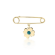 Babies pin K14 gold with four-leaf clover and turquoise pf0078
