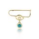 Babies pin K14 gold with eye and turquoise pf0125