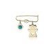 Babies pin K14 gold with girl, eye and turquoise pf0126