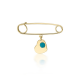 Babies pin K14 gold with heart and turquoise pf0127