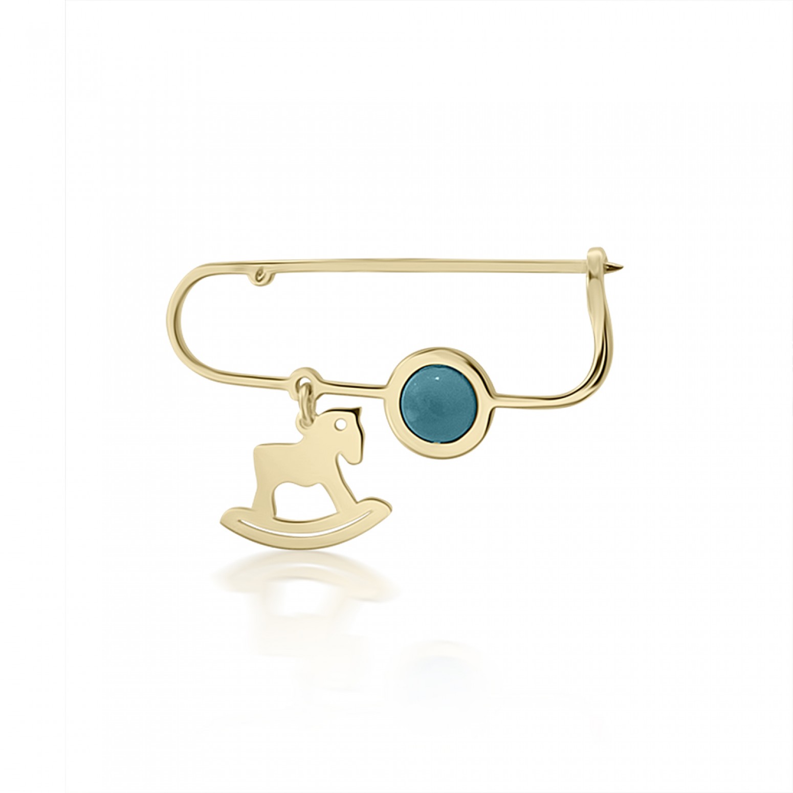 Babies pin K14 gold with horse and turquoise pf0132 BABIES Κοσμηματα - chrilia.gr
