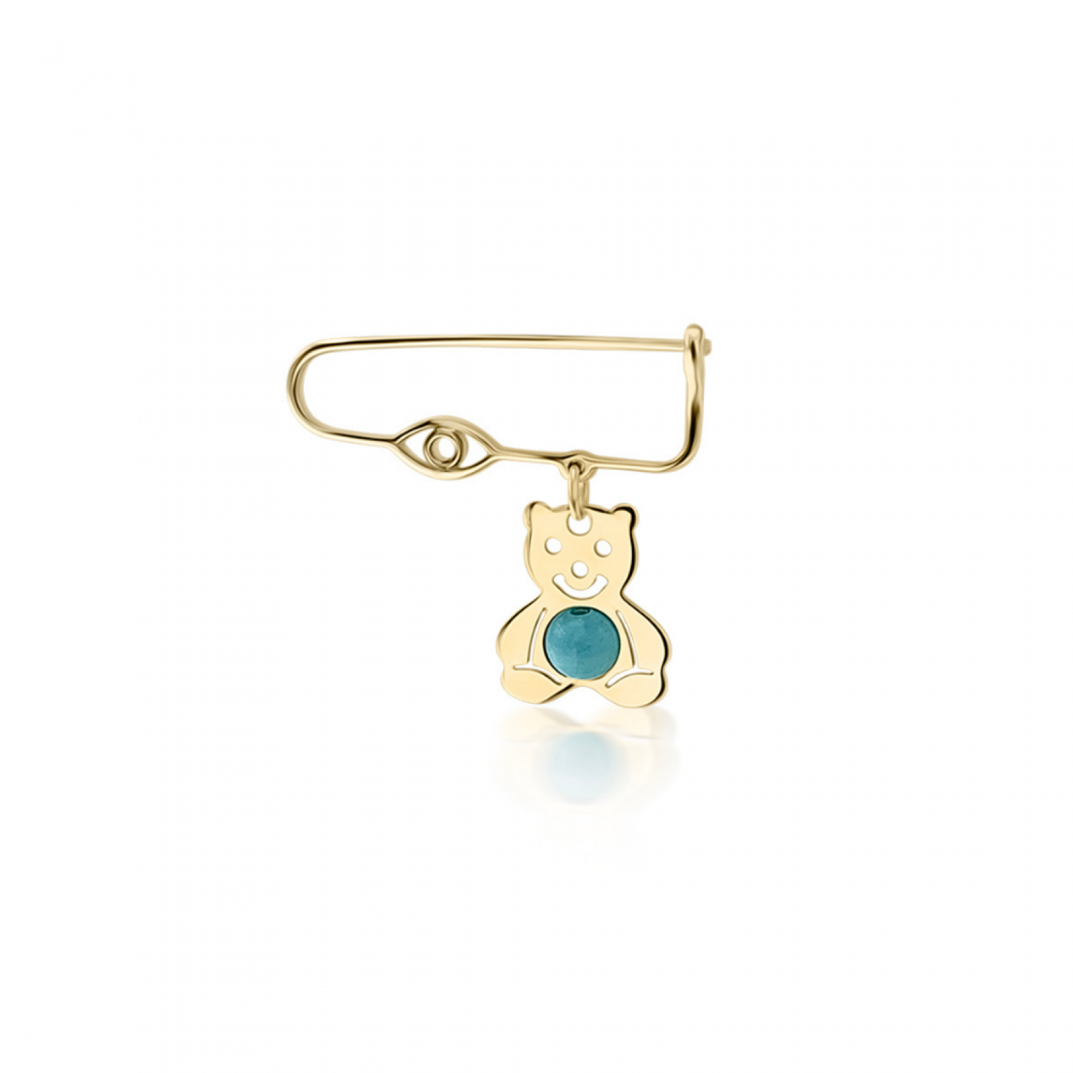 Babies pin K14 gold with bear, eye and turquoise pf0135 BABIES Κοσμηματα - chrilia.gr