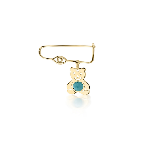Babies pin K14 gold with bear, eye and turquoise pf0135 BABIES Κοσμηματα - chrilia.gr