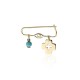 Babies pin K14 gold with cross, eye and turquoise pf0136