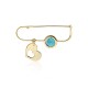 Babies pin K14 gold with heart and turquoise pf0137