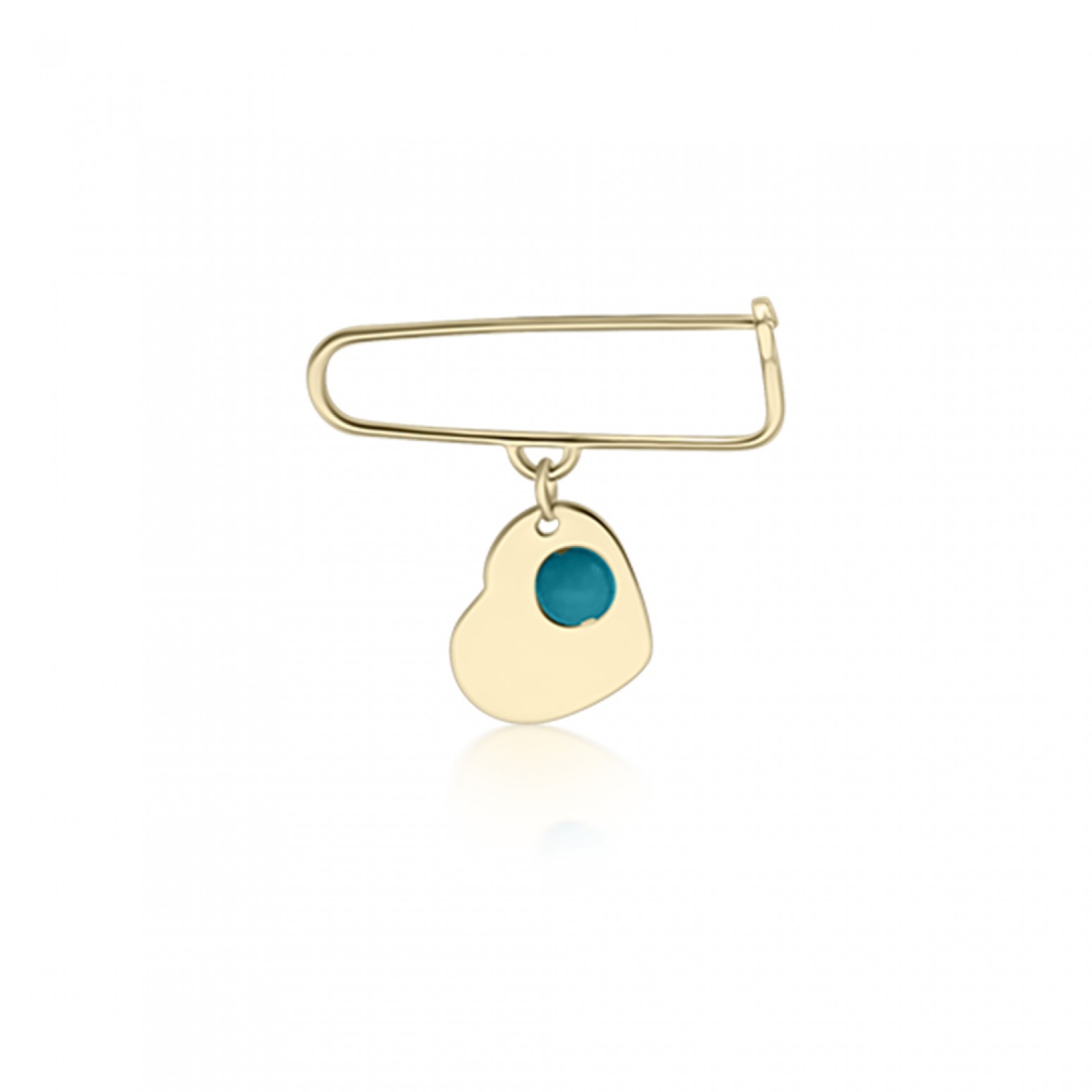 Babies pin K14 gold with heart and turquoise pf0140 BABIES Κοσμηματα - chrilia.gr
