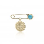 Babies pin K14 gold with byzantine, turquoise and diamonds 0.04ct, VS2, H pf0192 BABIES Κοσμηματα - chrilia.gr