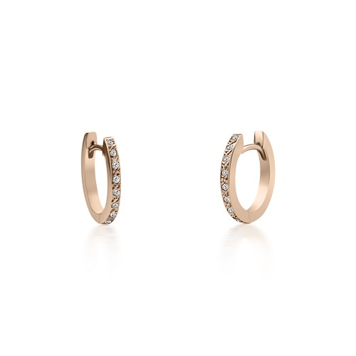 Hoop earrings oval K9 pink gold with zircon, sk2835 EARRINGS Κοσμηματα - chrilia.gr