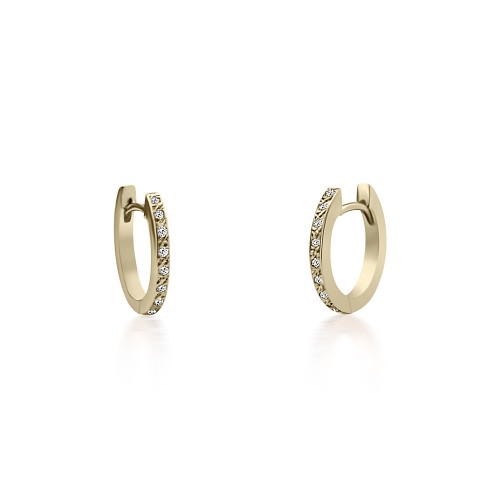 Hoop earrings oval K9 gold with zircon, sk2921 EARRINGS Κοσμηματα - chrilia.gr