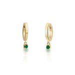 Hoop earrings K9 gold with dangled green zircon, sk3475 EARRINGS Κοσμηματα - chrilia.gr