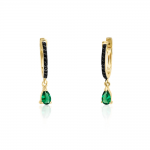 Hoop earrings K9 gold with black and green zircon, sk3476 EARRINGS Κοσμηματα - chrilia.gr