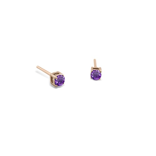 Solitaire earrings 9K pink gold with amethyst, sk3906