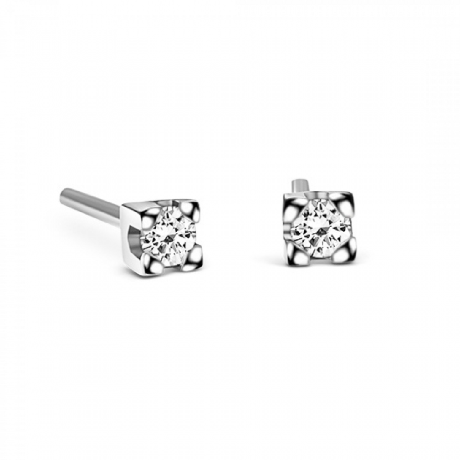 Solitaire earrings, 18K white gold with diamonds 0.20ct, VS1, G sk3795 EARRINGS Κοσμηματα - chrilia.gr