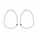 Dangle earrings 14K white gold with diamonds 0.28ct and sapphire, sk3999 EARRINGS Κοσμηματα - chrilia.gr