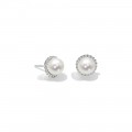 Earrings, K14 white gold with pearls and zircon, sk3172