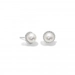 Earrings, K14 white gold with pearls and zircon, sk3172 EARRINGS Κοσμηματα - chrilia.gr