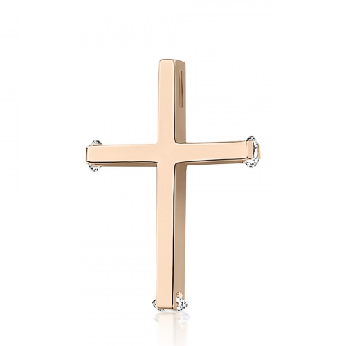 Βαπτιστικός σταυρός Κ14 ροζ χρυσό με ζιργκόν st3776 ΣΤΑΥΡΟΙ Κοσμηματα - chrilia.gr