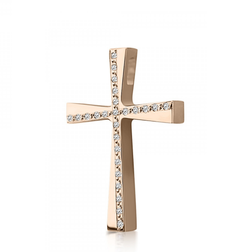 Βαπτιστικός σταυρός Κ14 ροζ χρυσό με ζιργκόν st3881 ΣΤΑΥΡΟΙ Κοσμηματα - chrilia.gr