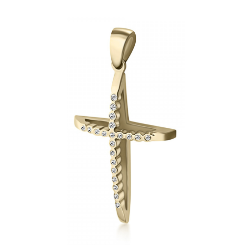 Βαπτιστικός σταυρός Κ18 χρυσό με διαμάντια 0.05ct, VS2, H st4028 ΣΤΑΥΡΟΙ Κοσμηματα - chrilia.gr