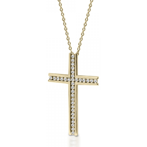 Baptism cross with chain K18 gold with diamonds 0.06ct, VS2, H ko5167 CROSSES Κοσμηματα - chrilia.gr