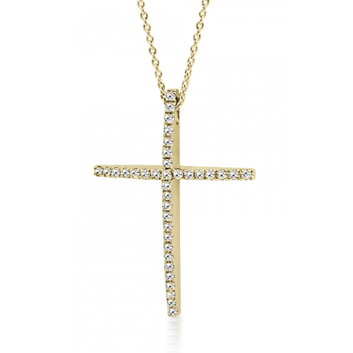 Baptism cross with chain K18 gold with diamonds 0.16ct, VS2, H ko5169 CROSSES Κοσμηματα - chrilia.gr